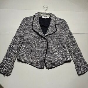 Chic Black and White Tweed Blazer
